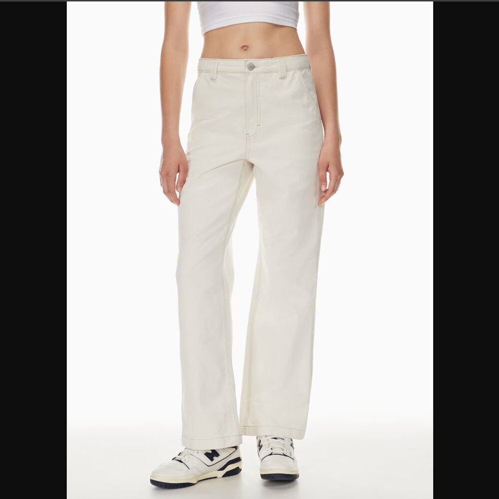 Aritzia TNA Greenwich High-waisted Carpenter Twill Pants Cream Sz. 4